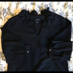 Ann Taylor Black Petal Collar Blouse XS Petite